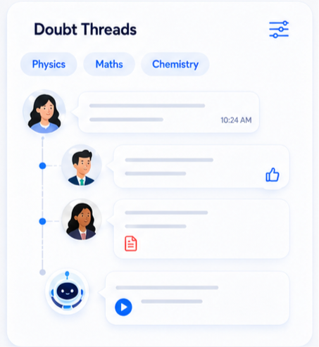 Doubt thread on Inforida with classmate and teacher replies